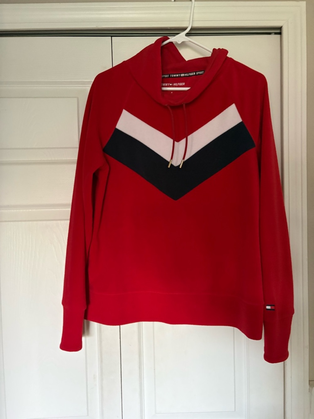 Tommy Hilfiger Red Hoodie with Navy and White Trim